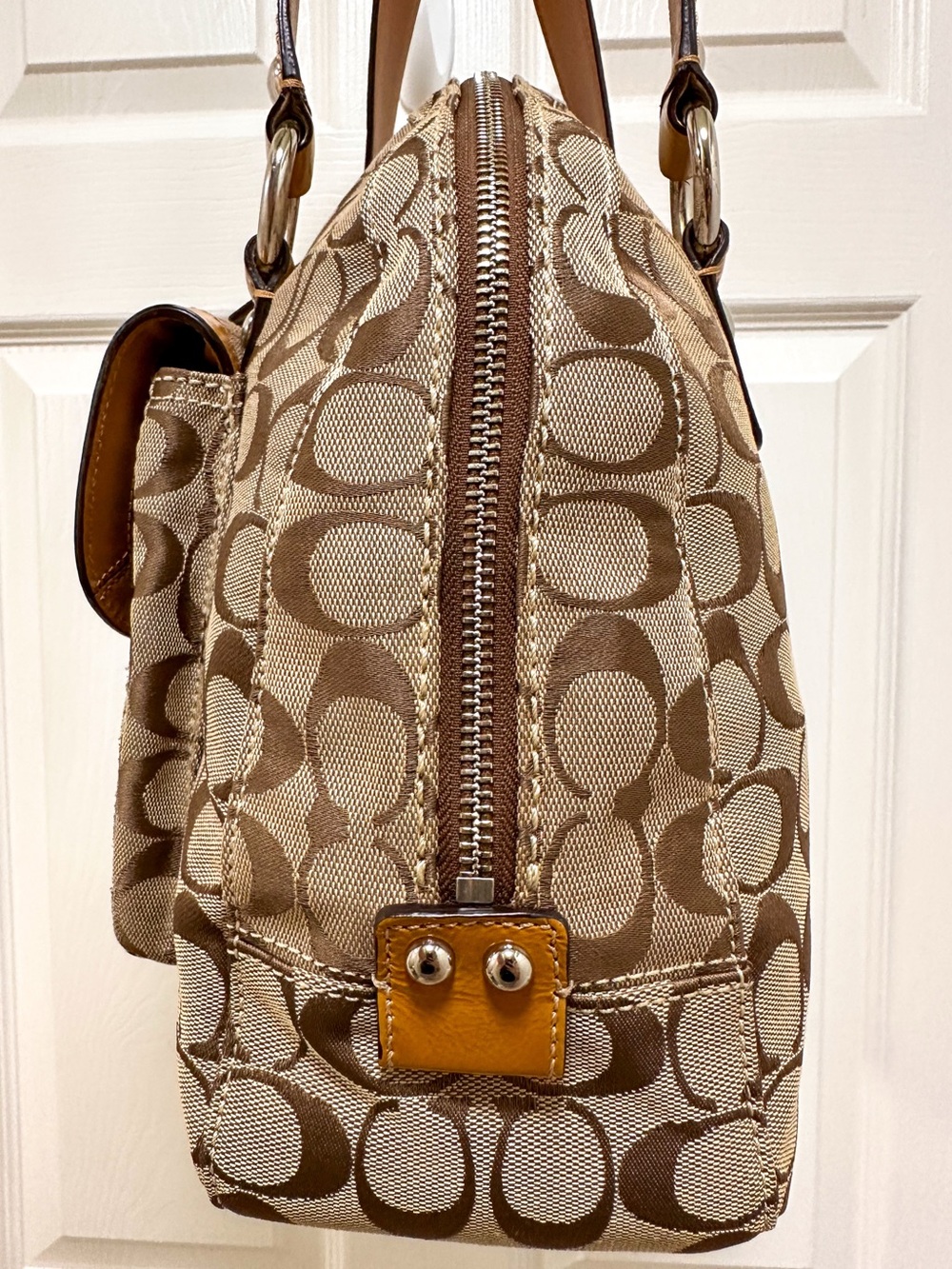 Coach Soho Buckle Dome Satchel Signature Jacquard Patent Leather Trim Bag - Picture 11 of 16